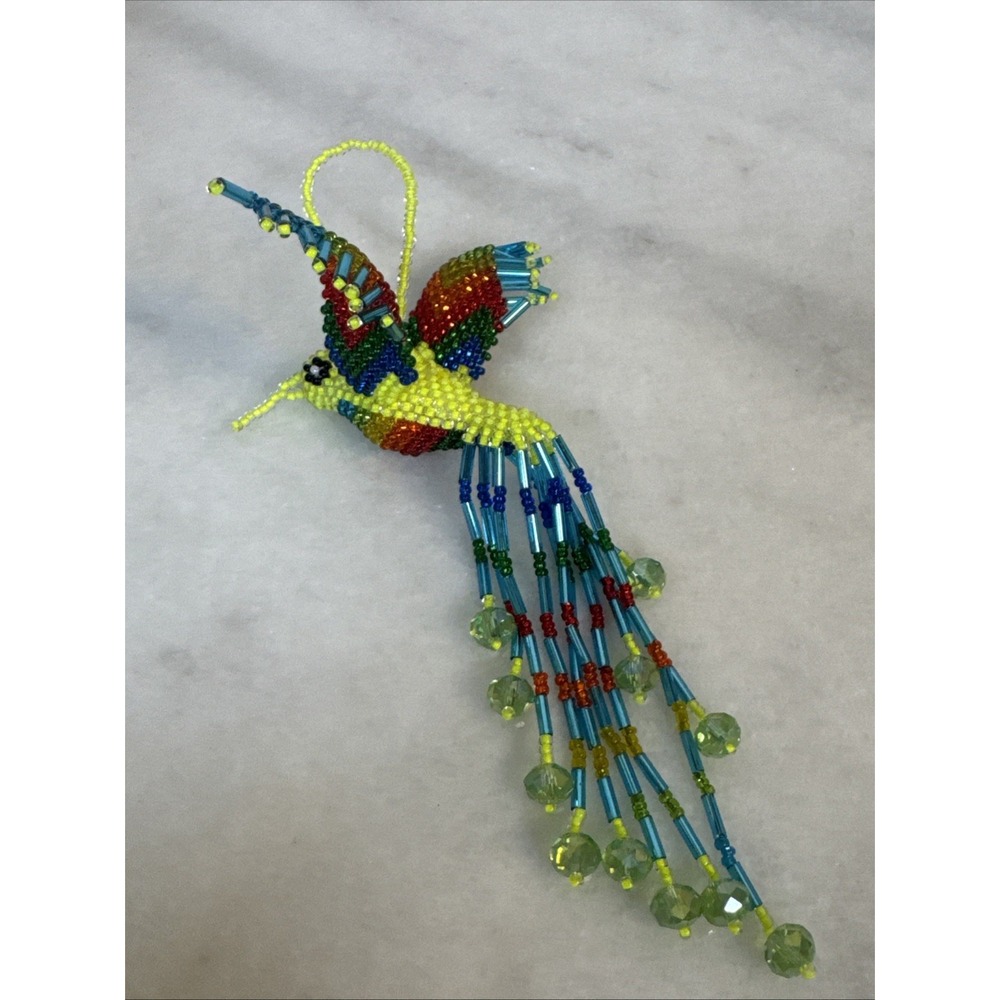 Beaded Hanging Hummingbird Colorful Home Décor Red Blue Yellow Green